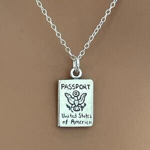 Sterling Silver Oxidized Passport Necklace